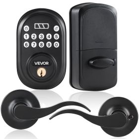 Keyless Entry Door Lock with Handle, Electronic Keypad Entry Lever, Password and Key Unlock Combination, Auto-Locking Keypad with Deadbolt