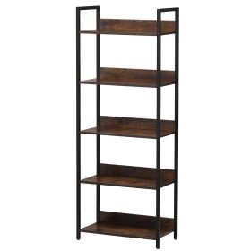 Metal Bookshelf, 5-Tier Tall Industrial Bookshelf, Rustic Display Vintage Storage Bookcase with Open Shelves