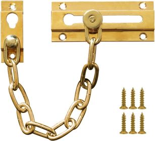 Security Door Chain Guard Solid Brass, Heavy-Duty Home Security, Sturdy and Rust-Resistant Brass Door Lock Security Chain