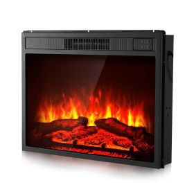 Electric Fireplace Insert, 23 inch Recessed and Wall Mounted with Adjustable 3 Flame Brightness Levels & 24h Timer & Remote Control