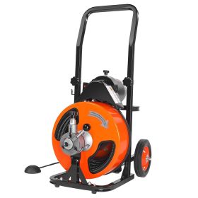 Drain Cleaning Machine 100FT x 3/8 Inch, Sewer Snake Machine Auto Feed