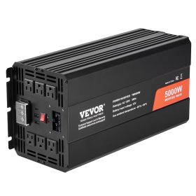 Modified Sine Wave Inverter, 5000W, DC 12V to AC 120V Power Inverter with 6 AC Outlets 2 USB Port 1 Type-C Port