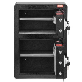 Double Doors 3.5 cu.ft Safe Box with Key Lock & Password, Safe Lock Box with Fireproof Bag, Key Rack