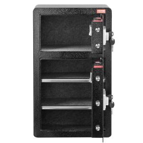 Double Doors 4.5 cu.ft Safe Box with Key Lock & Password, Safe Lock Box with Fireproof Bag, Key Rack