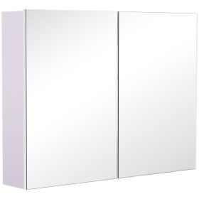 Bathroom Mirror Cabinet, Wall-Mounted Storage Organizer with Double Doors, Adjustable Shelf, Light Lilac