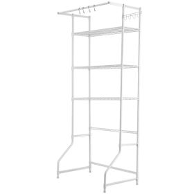 Over Washer and Dryer Storage Shelf, 3 Tiers Laundry Room Drying Rack with Hanger Rod and Hooks, Single Row Adjustable Washer Shelves Space Saver (Color: White, size: 3-Tier)