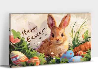Easter Bunny Wall Art, Easter Bunny Prints Wall Decor, Spring Bunny Carrot Eggs Posters for Easter Wall Decor, Rustic Easter Pictures with Cute B (Style: 002, size: 18X24)