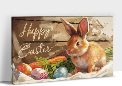 Easter Bunny Wall Art, Easter Bunny Prints Wall Decor, Spring Bunny Carrot Eggs Posters for Easter Wall Decor, Rustic Easter Pictures with Cute B (Style: 001, size: 18X24)
